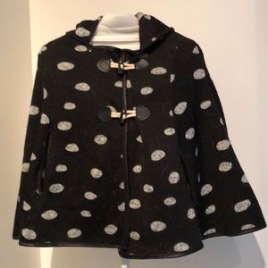 Girl’s black and grey polka dot, hooded cape